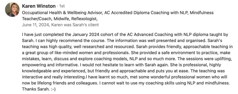 LinkedIn recommendation from Karen Winston